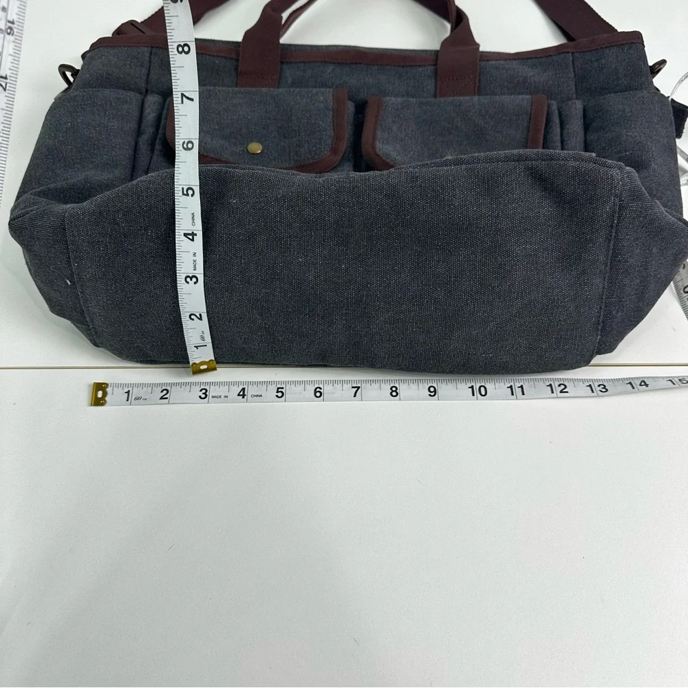 Bagsmart Gray and Brown Canvas Tote Shoulder Strap or Small Handle Laptop Pouch